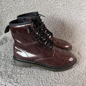 DR MARTENS Kids 1460 Glitter J Boot Girls 6 EUR 37 Rose Brown Lace Up & Zip